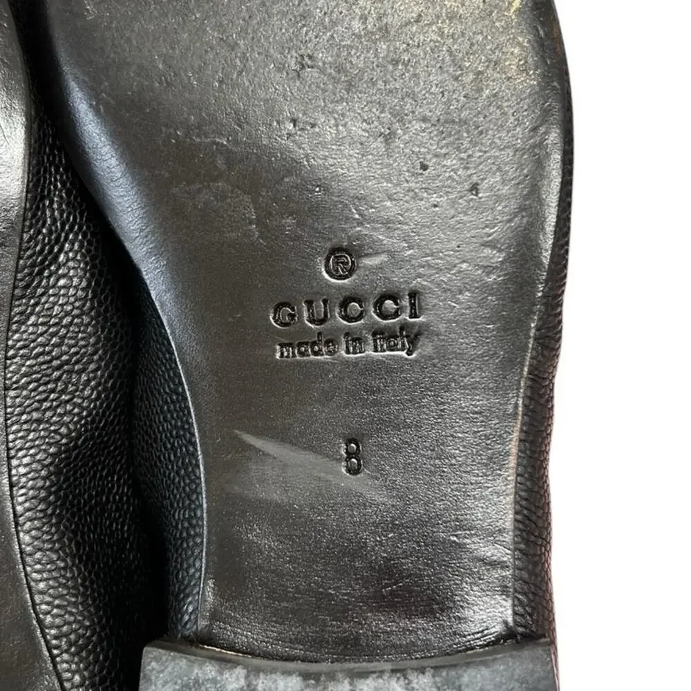 Gucci Black Pebbled Leather Braided Trim Valentin Tasseled Loafers Mens 8